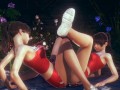 Cute Asian Cheerleaders Tribbing With Clothed
