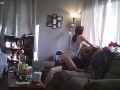 Hotwife sucks and rides cock on couch