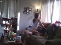 Hotwife sucks and rides cock on couch