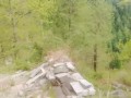 I walk by a Difficult path in the mountain's Forest for do something near the waterfall