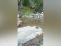 I walk by a Difficult path in the mountain's Forest for do something near the waterfall