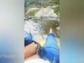 I walk by a Difficult path in the mountain's Forest for do something near the waterfall