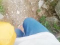 I walk by a Difficult path in the mountain's Forest for do something near the waterfall