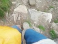 I walk by a Difficult path in the mountain's Forest for do something near the waterfall