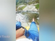 I walk by a Difficult path in the mountain's Forest for do something near the waterfall