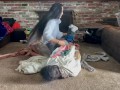 Femdom  scarf hogtied  part 1