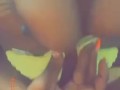 Ebony loves bouncing her big tits and flashing her pink pussy 