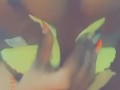 Ebony loves bouncing her big tits and flashing her pink pussy 