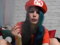Smoking Hot Mario PREVIEW Smoking and hairy pussy finger fucking cosplay