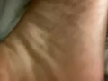 Black Girl  Shows Off Her Ebony Feet While Pushing Out Creampie 