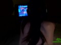CREAMPIE - Gamer girl plays Mortal kombat while I secretly take the condom off