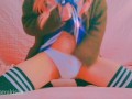 Amateur girl touching her pussy before school Japan uniform uncensored shaking orgasm striptease