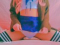 Amateur girl touching her pussy before school Japan uniform uncensored shaking orgasm striptease