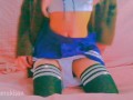 Amateur girl touching her pussy before school Japan uniform uncensored shaking orgasm striptease