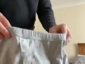 Cumming hard into a pair of underwear Hung straight guy masturbates his big hard cock