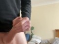 Cumming hard into a pair of underwear Hung straight guy masturbates his big hard cock