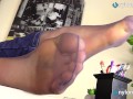 Sexy Teen in nylons shoeplay and puts her feet in your face