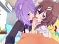 【REAL POV】OKAYU and KORONE threesome fun! Doggirl and Catgirl VTUBER licking bonanza!