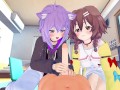 【REAL POV】OKAYU and KORONE threesome fun! Doggirl and Catgirl VTUBER licking bonanza!