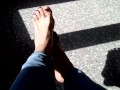 Playing with my feet while they sunbathe !!