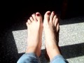 Playing with my feet while they sunbathe !!