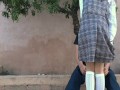 School girl gets horny and fucks in the park with her boyfriend