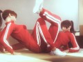 Asian Naughty Lesbian Tribbing with Red Clothed