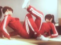 Asian Naughty Lesbian Tribbing with Red Clothed