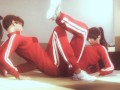 Asian Naughty Lesbian Tribbing with Red Clothed