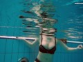 Czech chick Vesta enters swimming pool naked