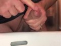 Pissing Through a Hollow Sound (clear plastic straw) - Sounding Pee Hole Play, pissing into the sink