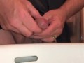 Pissing Through a Hollow Sound (clear plastic straw) - Sounding Pee Hole Play, pissing into the sink