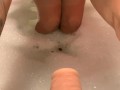 Bathing Milf in Nylons Gives FootJob & BlowJob to Suction Cup Cock