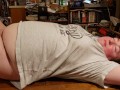 This BBW loves her wrist & ankle cuffs! Watch her cum hard on the dining room table!!