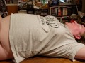 This BBW loves her wrist & ankle cuffs! Watch her cum hard on the dining room table!!