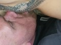 She moans in pleasure as he licks her sweet eagle tattooed pussy!