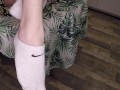 Condom cracked during sex on the kitchen table and I cum in her tight pussy CREAMPIE