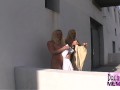 Two Blondes Bare Tits Ass And Pussy Around Tampa