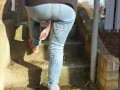 ⭐ Girl Casually Pissing Herself While Tying Her Shoelace!