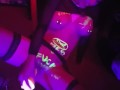 Black Light dildo in video game room body paint