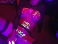 Black Light dildo in video game room body paint
