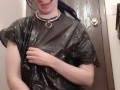 Masturbating through my trash bag dress