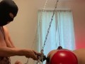 Mistress pegging sub suspended in chains to the ceiling part 1