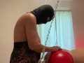 Mistress pegging sub suspended from ceiling part 2