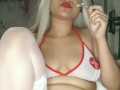 Sexy nurse mjane smoking a J