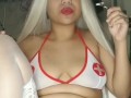 Sexy nurse mjane smoking a J