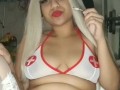 Sexy nurse mjane smoking a J