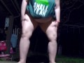 slut bbw wife pissing peeing outside public urination in front of plays with breasts