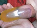 Piss in condom while using my penis pump | masturbate and cum in it