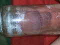Piss in condom while using my penis pump | masturbate and cum in it
